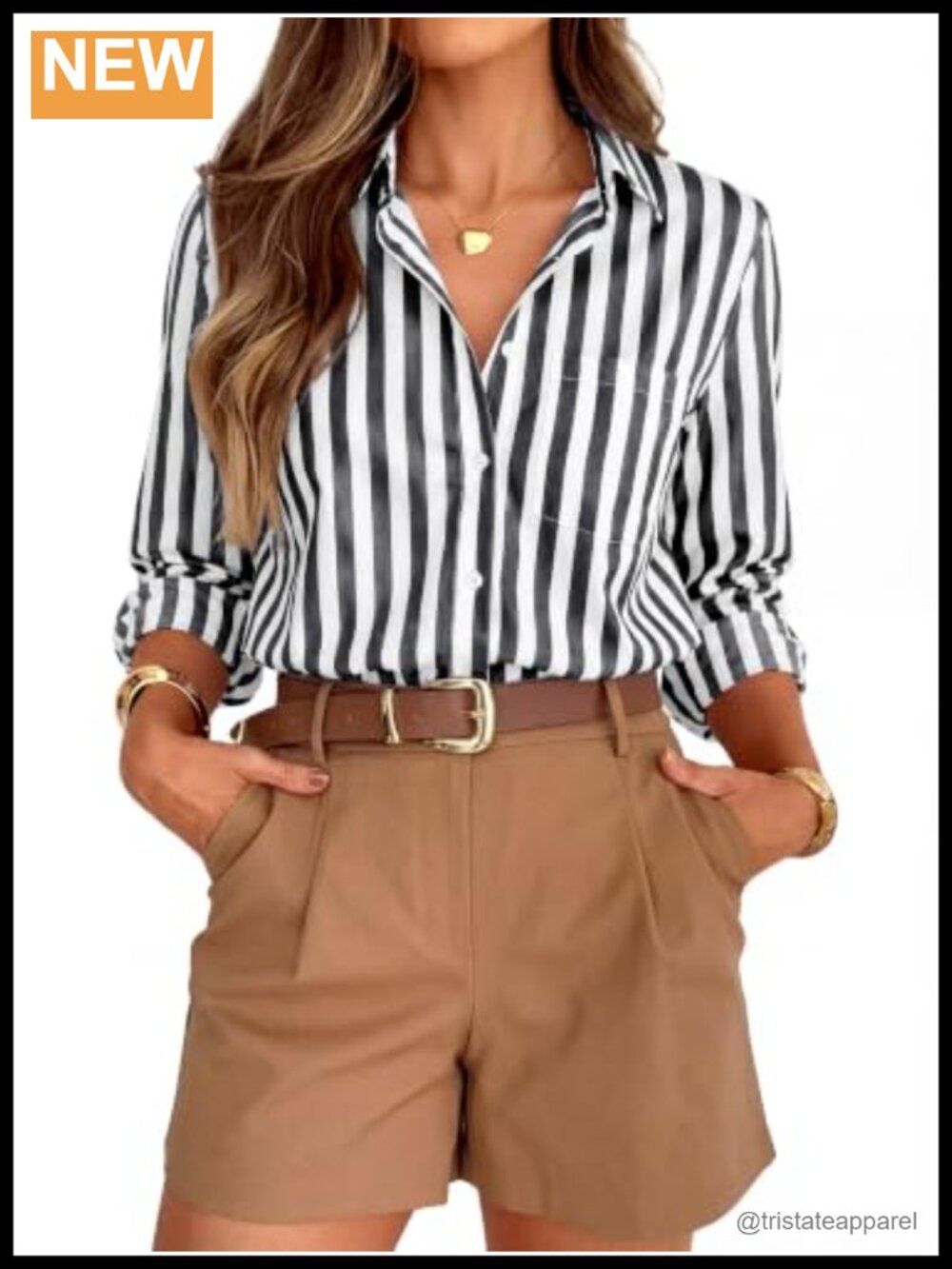 Wrinkle Resistant Striped Button Down Shirt Long Sleeve